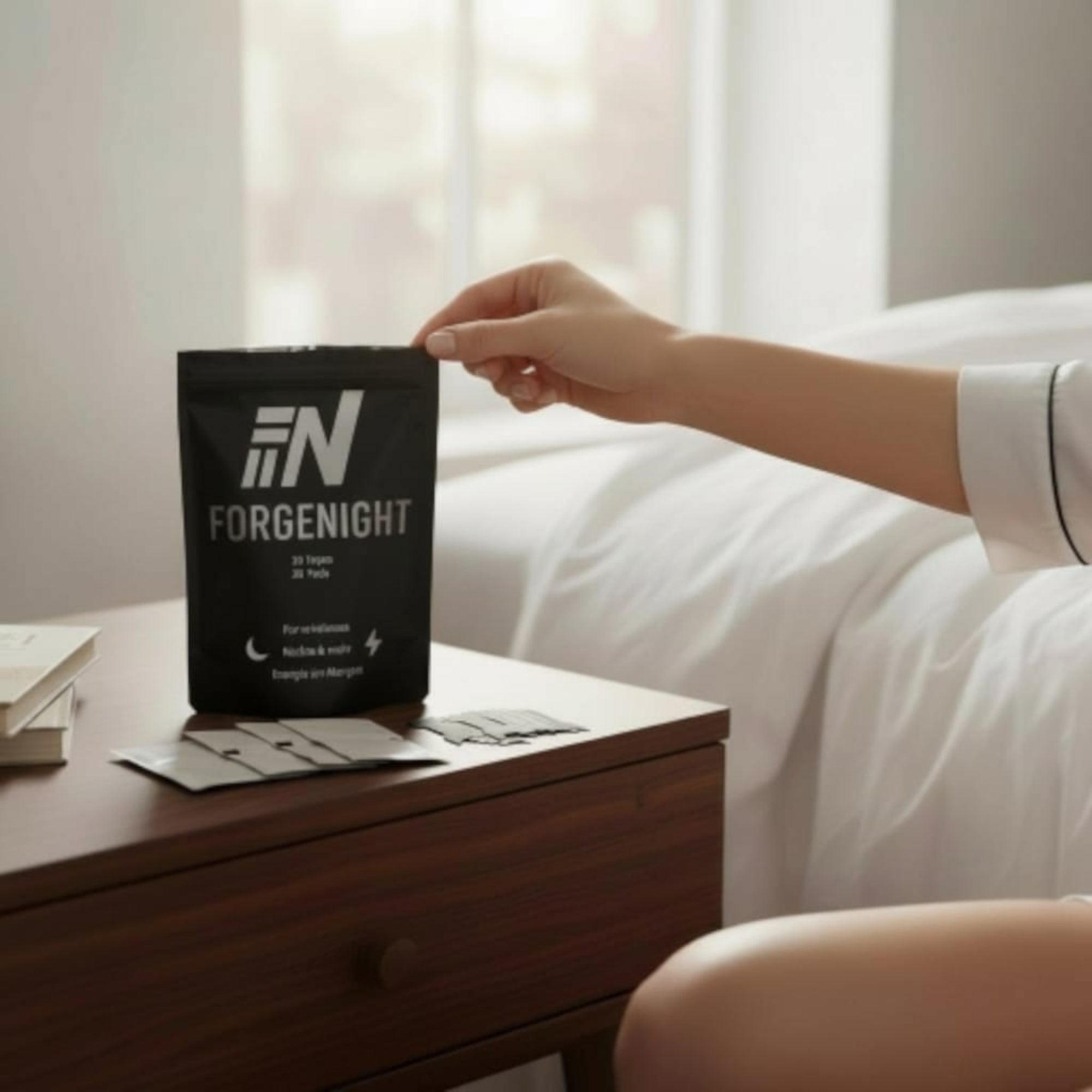 ForgeNight Atemmodul – Nasenpflaster (Größe S)  für schmalere Nasenformen 30 Pflaster + 30 Reinigungstücher